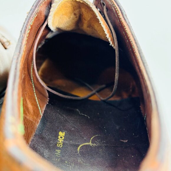 Vtg Florsheim Imperial Pebbled Brown Leather Plain Toe Shoes 8 C main image 6